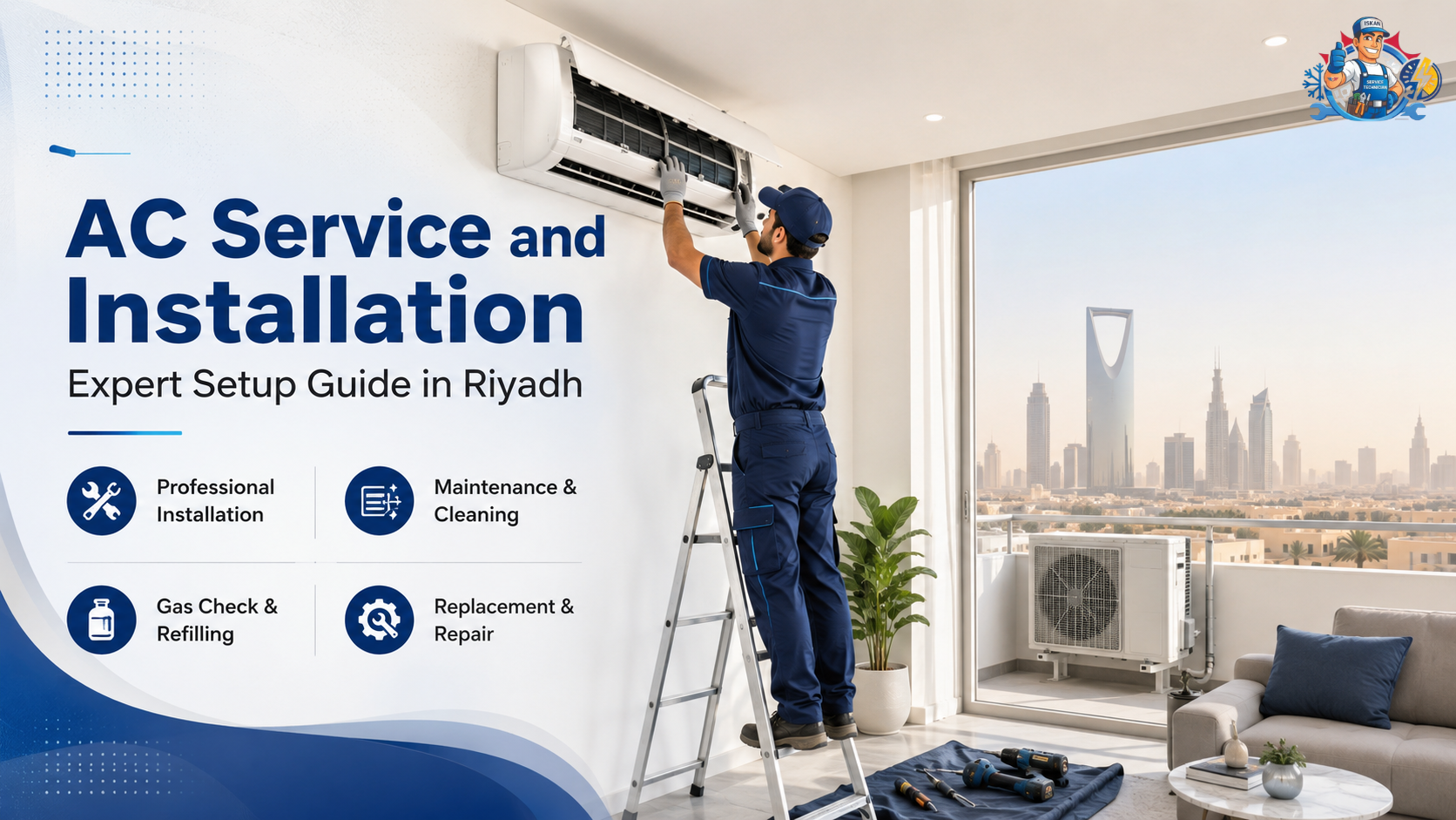 Expert technician providing AC service and installation for residential air conditioning units